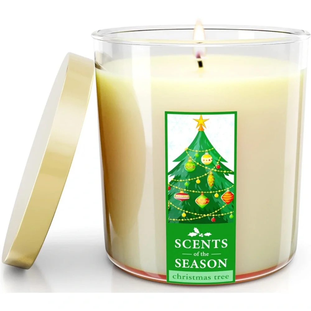 Set of 3-Christmas Soy Candles-‎ Fraser Fir, Candy Cane, Christmas Cookie